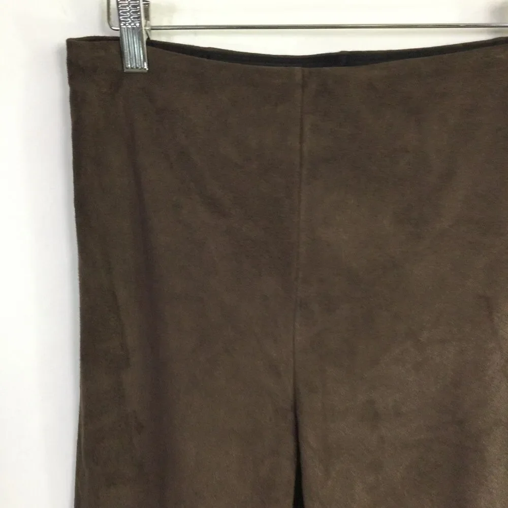 Lysse Womens Faux Suede High Waist Velvet Leggings Pull-On Dark Brown Size M - Picture 5 of 15